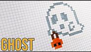 How to Draw Ghost Holding a Pumpkin - Drawing Ghost - Handmade Pixel Art