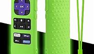 Glow Green Remote Cover Replacement for Roku Voice Remote (Official) Controller RCA1R, RC-GZ1 - Glowing in The Dark - Silicone Case with Lanyard for Roku Players, Audio and TV