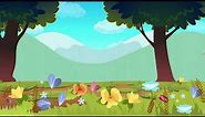 🐝🎶 Bee Flowers Grass Forest Trees Nature Kids Cartoon Background