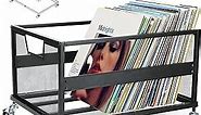 Playboda Metal Vinyl Record Storage Crate with Wheels, Vinyl Record Holder for Albums, Vinyl Record Storage Rack - Holds up to 100 LP, Stylish Organizer for Your Vinyl Record Collection