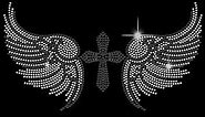 SUPERDANT Angel Wings Iron on Rhinestone Heat Transfer Crystal Decor Clear Bling Patch Clothing Repair Hot Fix Applique for T-Shirts Vest Shoes Hat Jacket Clothing DIY Accessories