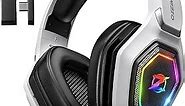 2.4GHz Wireless Gaming Headset for PC, PS5, PS4 - Lossless Audio USB & Type-C Gaming Headphones with Flip Microphone, 30-Hr Battery Gamer Headset for Switch, Laptop, Mobile, Mac