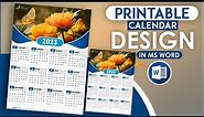 Printable Calendar Design 2023 Using Microsoft Office Word Full Tutorial