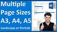 Multiple Page Sizes In Word Document