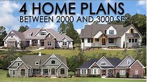 Four house plans between 2000 and 3000 square feet | Family-friendly home plans
