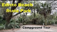 Edisto State Park SC Campground Tour Live Oak, Walk in Tent Sites, Cabin Area & Beach Campground