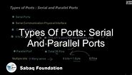 Types Of Ports: Serial And Parallel Ports, Computer Science Lecture | Sabaq.pk