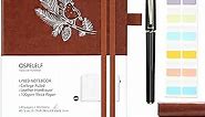 Ospelelf Brown Lined Journal Notebooks for Note Taking, 180 Pages, A5 Leather Hardcover Notebook with Pen, 100 gsm Paper Meeting Notebook for Work, Writing Journals for Women