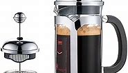 EAXCK 12oz French Press Coffee Maker, 304 Stainless Steel Coffee Press 4 Level Filtration System, Heat Resistant Thickened Borosilicate Glass, Easy Clean,100% BPA Free, Suitable for Single Person Use