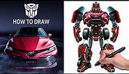 How to draw ‘toyota-camry hybrid’ Transformers | Speed drawing