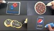 Fast Food Domino's Menu Pancake Art - Pizza, Soft Drink, Garlic Bread