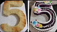 5 Number Blueberry Cake Design || How To Five Number Cake Cutting #mohitnewcake
