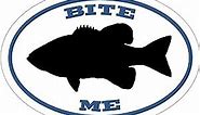 WickedGoodz Oval Bite Me Bass Fishing Vinyl Decal - Fish Bumper Sticker - Angler Sticker