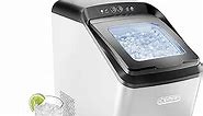 Countertop Nugget Ice Maker – Pebble Ice Machine, Soft Chewable Pellets in 20 Min, 26Lbs/24H, 3lb. Capacity, Waterline-Compatible, Self-Cleaning, Stainless-Steel + Scoop