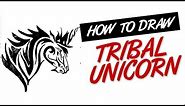 How to draw tribal tattoo unicorn design