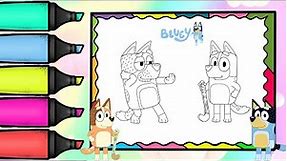 Coloring Bluey Dad Bandit and Mum Chilli Coloring Page | Coloring Videos for Kids #coloring #bluey