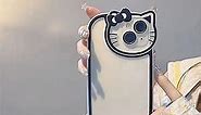 Cute Cat Transparent Phone Case for iPhone 14 13 12 11 Pro Max XS XR Cartoon Soft Shockproof Cover (Black,iPhone 11pro)