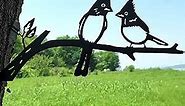 Metal Cardinal Bird On a Branch Tree Art, Steel Animals Silhouettes, Garden Yard Decoration, LKB1630P-4