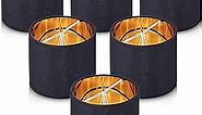 Wellmet Lamp Shades,Small Chandelier Shades ONLY for Candle Bulbs,Clip-on Drum Lampshades,Set of 6, 5.5"x 5.5"x5",Black Gold