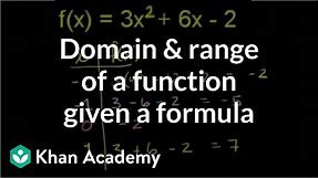 Domain and range of a function given a formula | Algebra II | Khan Academy