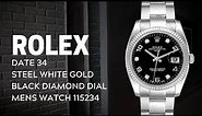 Rolex Date 34 Steel White Gold Black Diamond Dial Mens Watch 115234 Review | SwissWatchExpo