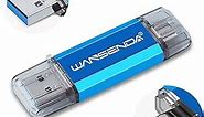 WANSENDA OTG Type C & USB 3.0/3.1 Flash Drive 32GB 64GB 128GB 256GB 512GB USB Thumb Drive for Android Devices/PC/Mac (32GB, Blue)