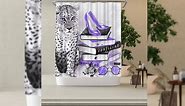 WELMECO Leopard Shower Curtain African Animal Leopard Print Shower Curtain for Bathroom Decor Polyester Fabric, 72x72inch (Purple)