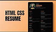 HTML CSS Resume | Beginner Project