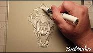 Let's Draw a Wolf Skull - 0183 - Speed / Time Lapse Drawing Tutorial