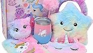 Tacobear Unicorns Gifts for Girls Kids Toys 6 7 8 9 10 Years Old with Star Light Up Pillow Stationery Plush Diary with Lock Headband Eye Mask Water Bottle Teen Girl Birthday Christmas Unicorn Toy