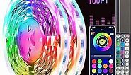 Led Lights 100ft(2 Rolls of 50ft) Smart APP Control Music Sync Led Strip Lights RGB Color Changing Led Lights Strips with Remote Led Lights for Bedroom Kitchen and Party