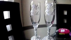 DIY Customized Rhinestone & Pearl Embellished Wedding Toasting Flutes/ Champagne Glasses