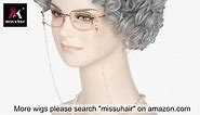 Miss U Hair Old Lady Costume Wig Set for 100 Days of School and Grandma Costumes Short Curly Grey Wig Halloween