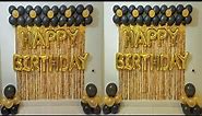 Black & Gold Theme Birthday Decoration Ideas/Under Budget Happy New year Backdrop Decoration Ideas