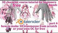 3D character course tutorial for beginners ironmouse or your own OC for free part 4 the hands