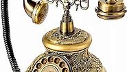 WICHEMI Vintage Phone Retro Rotary Dial Phone Landline Telephone Old Fashion Antique Phone Old School Telephones for Home Office Cafe Bar Star Hotel Decor (Golden)