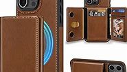 LOHASIC Wallet Cases for iPhone 15 Pro Max 6.7" 5G Compatible with MagSafe, Leather Phone Case with Detachable Flip Card Holder Protective Women Men Cover 2023, Brown