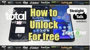 How to Unlock any Straight talk, Tracfone, total wireless, simple mobile phones for free