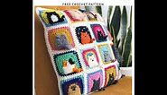 How to crochet Cat Pillow Case Cushion Cover with easy Granny Square pattern part1