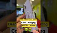 Deep cleaning ,Fixing and Color changing Destroyed iPhone 🤮 #shorts #moneytalkswireless #asmr #fyp