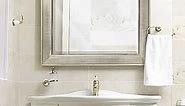 Head West Brushed Nickel Pave Framed Wall Vanity Mirrors, Bathroom Mirrors, Rectangle Mirrors, Living Room Mirrors - 29" x 35"