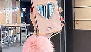 Makeup Mirror Mobile Phone Case, Luxurious Bling Heart-Shaped Mirror Phone Case for iPhone (12 Pro, Pink)