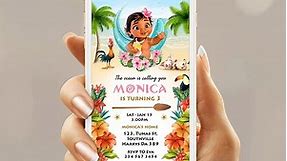 Coolboss Baby Moana Birthday Invitation Girl Mobile Phone
