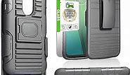 for Motorola Moto G7 Phone Case, for T-Mobile Revvlry+Plus Case, with Tempered Glass Screen Protector Belt Clip Holster Magnetic Ring Kickstand Shockproof Heavy Duty Phone Full Cover