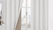 BGment Off White Blackout Curtains 63 Inch Length for Bedroom 2 Panels Set, Linen Textured Thermal Insulation Soundproof Window Curtain Drapes with Grommet, 52 Inch Wide Each Panel