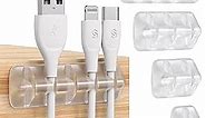 Syncwire Clear Cable Clips - Cord Holders - Self Adhesive Cable Management Organizer - Home, Office, Cubicle, Car, Nightstand, Desk Accessories - Gift Ideas Men, Women, Dad, Mom (5 Packs/15 Slots)