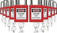 TRADESAFE Lockout Tagout Lock Sets, 10 Red Keyed Alike Unlimited Grouping Safety Padlocks, 2 Keys Per Lock, OSHA Compliant Loto Locks, for Lock Out Tag Out Kits