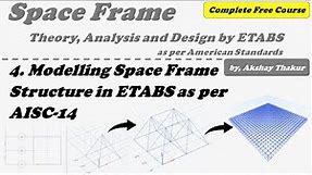 4. Modelling Space Frame Structure in ETABS as per AISC-14 │ Course: Space Frame │ Akshay Thakur