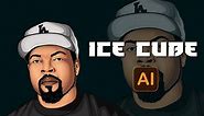 ICE CUBE Cartoon art | adobe illustrator CC | vector art |speed art
