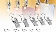 2024 New Space-Saving Clothespin Hat Pants Storage Hanging Travel Hook, 360° Swivel Stainless Steel Hangers with Clips, Laundry Hooks Hanging Clips Clothes Pins Socks Towel Clips (E-Grey 50PCS)